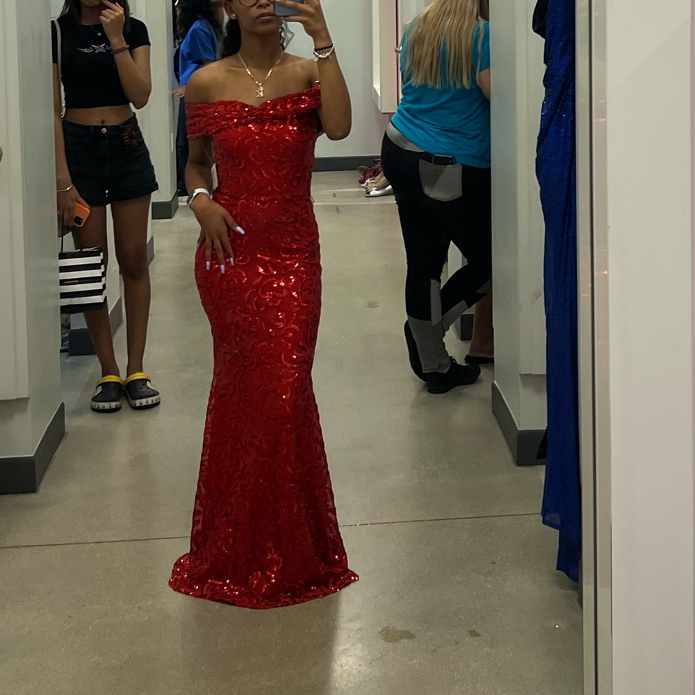 Red Glitter Prom Dress